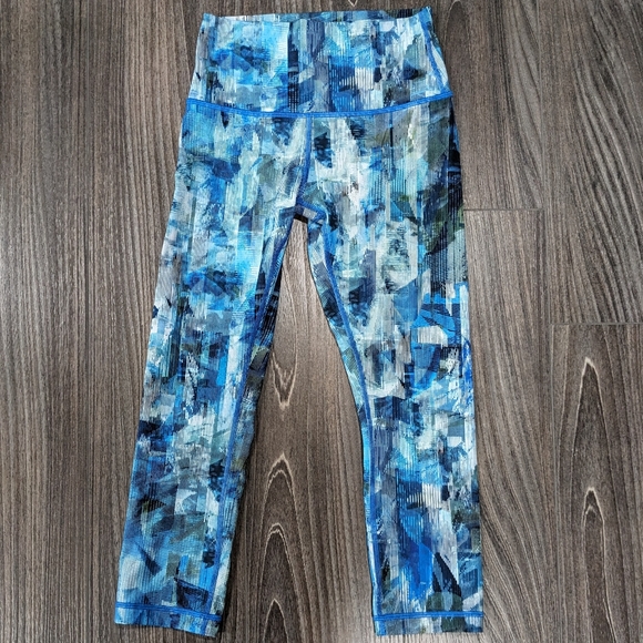 Lululemon Womens Wunder Under Crop Hi Rise 21" Leggings Sun Dazed Blue Size 4 - Picture 1 of 8